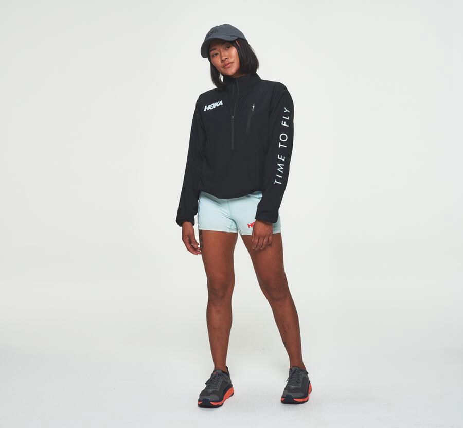 Hoka One One Womens Jackets - Wind-Resistant - Black - UBRW03916